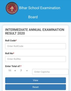 Bihar board Intermediate Result 2022