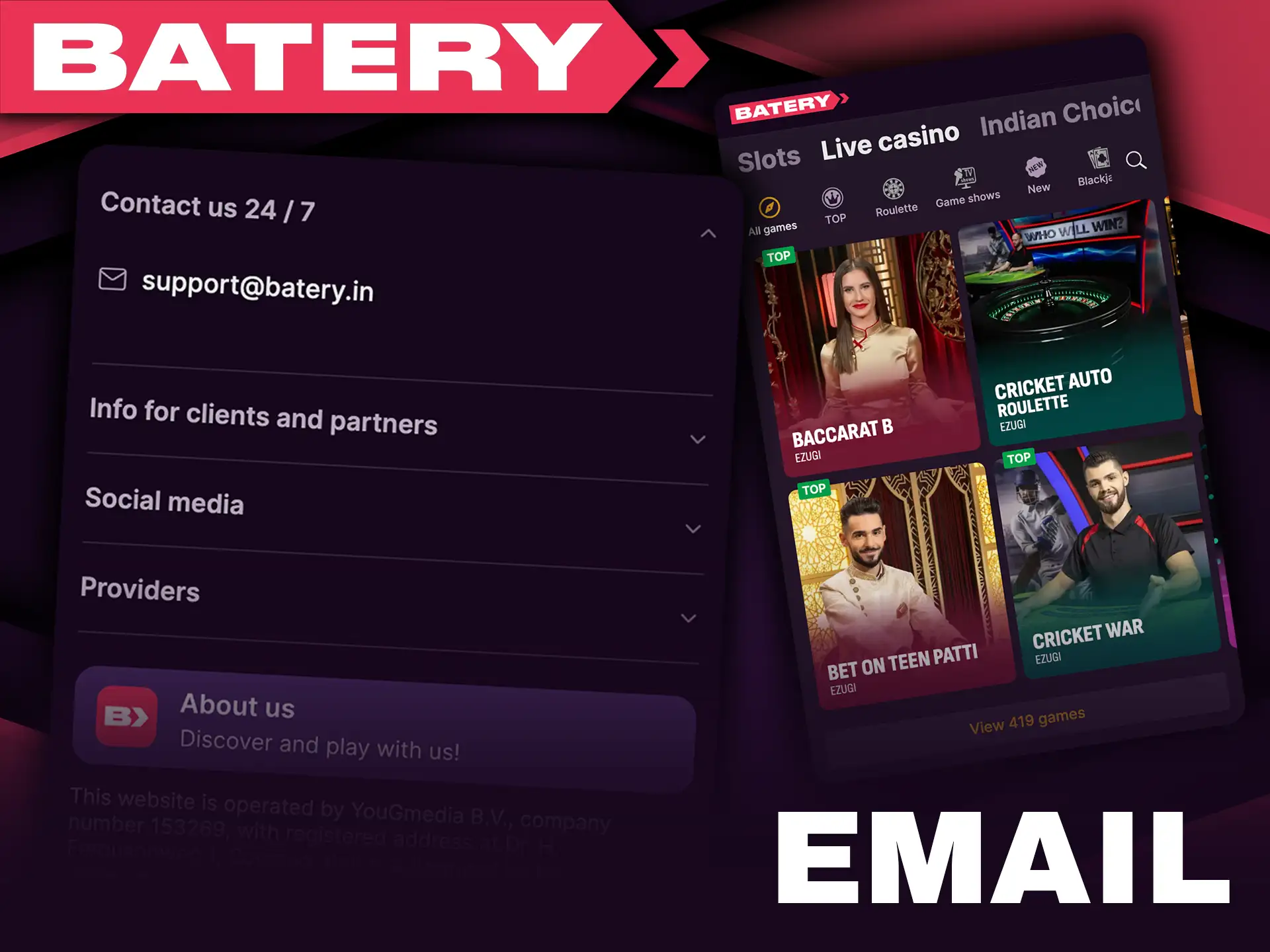 Contact Batery via email for fast assistance.