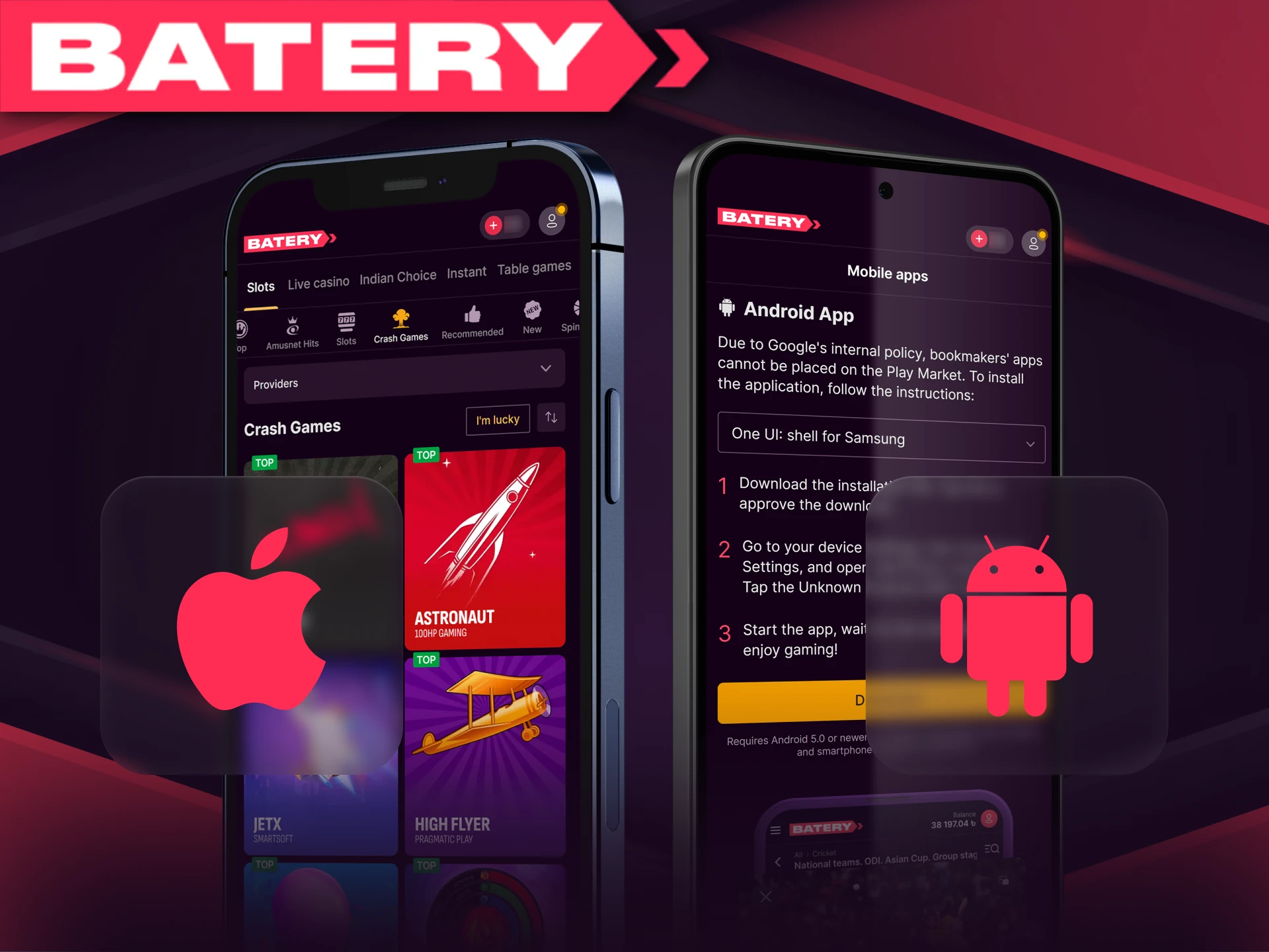 With the Batery app, you can play anywhere.