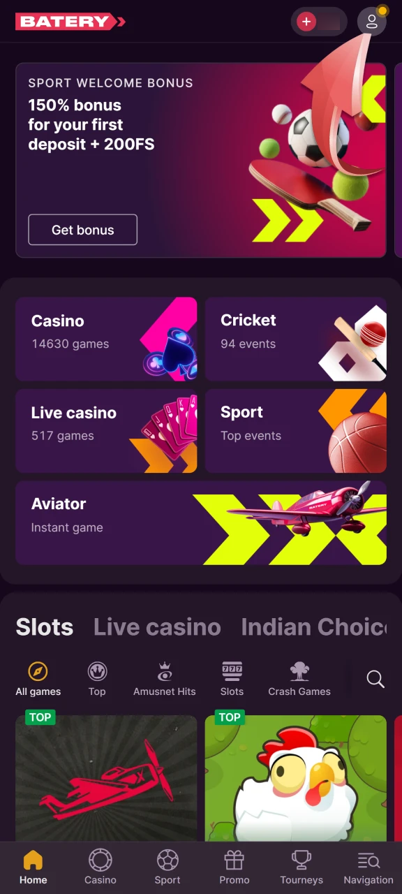 Log in to your Batery account.