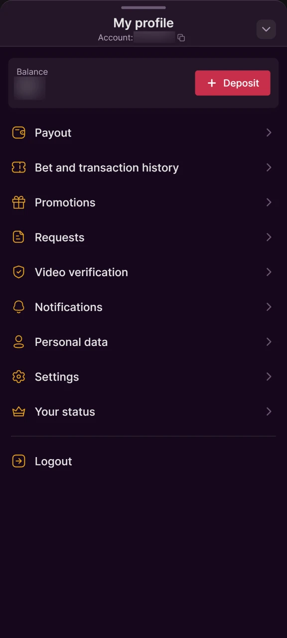 Go to the Deposit and Withdrawal section.